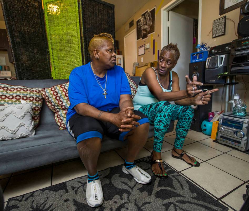 Audrey Palmer, left and wife Helen Clark recall on Friday, June 19, 2020, in Las Vegas how they ...