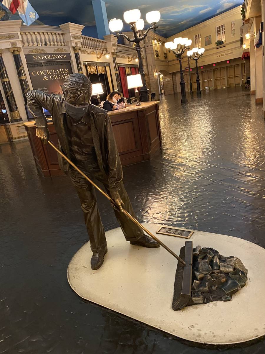 The Aftermath statue is shown at Le Boulevard promenade at Paris and Bally's on Thursday, June ...