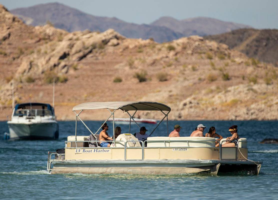 People enjoy boating at Lake Mead on Saturday, June 20, 2020, in Boulder City. Nevada is one of ...