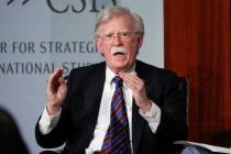 FILE - In this Sept. 30, 2019, file photo, former National security adviser John Bolton gesture ...