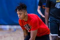 UNLV freshman wing Nick Blake practices some ball handling on the court at the Tarkanian Basket ...