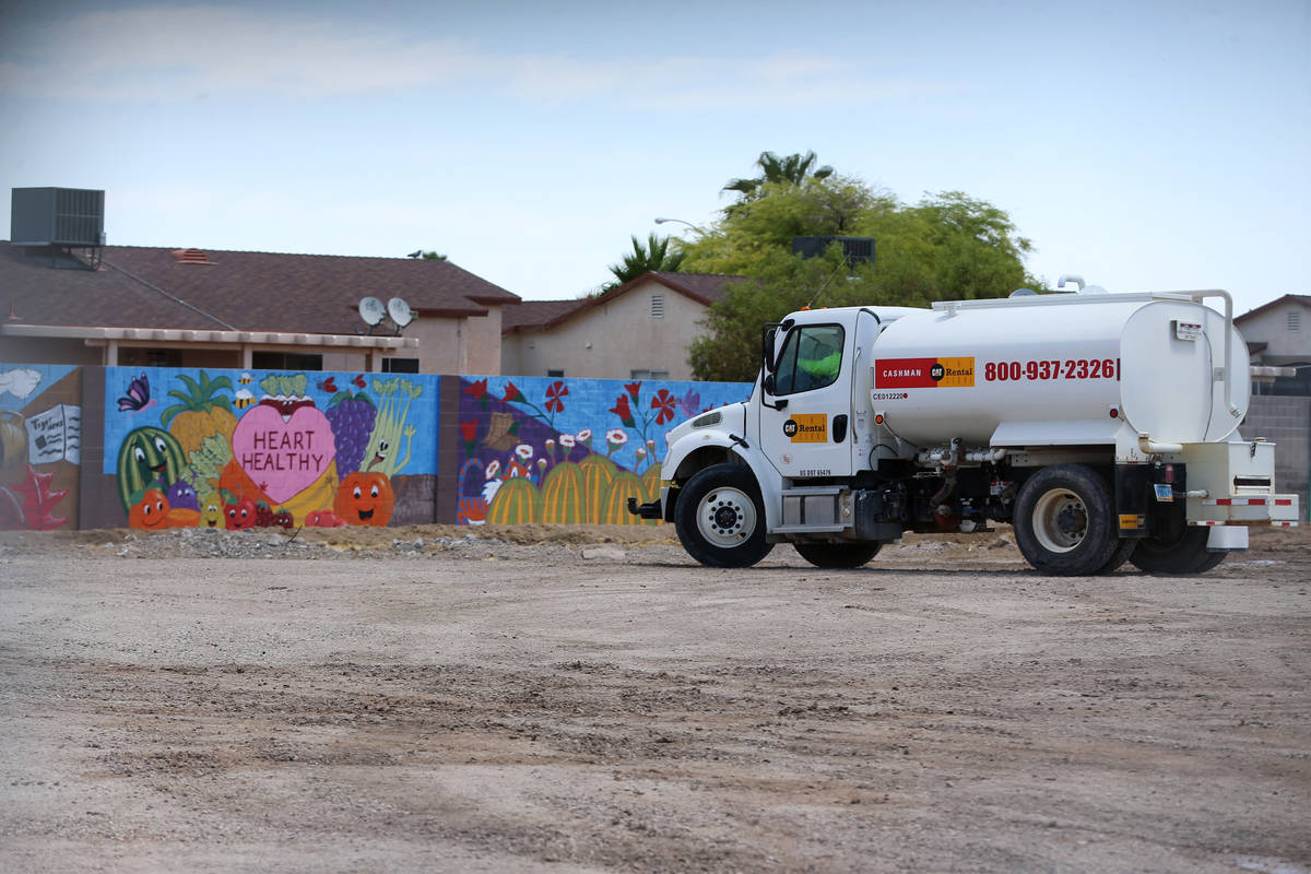 The site of the torn down Myrtle Tate Elementary School in Las Vegas, Wednesday, June 24, 2020. ...