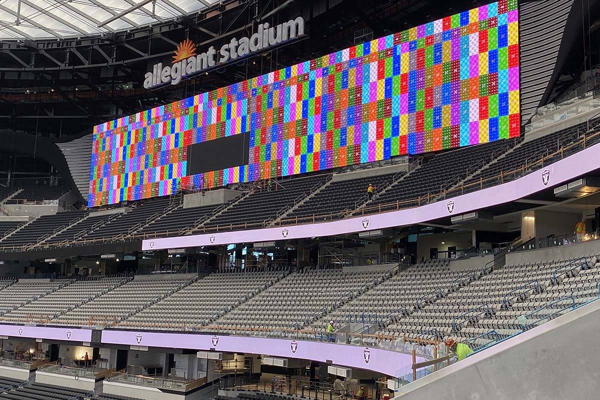 Raiders' Allegiant Stadium video boards light up in Las ...