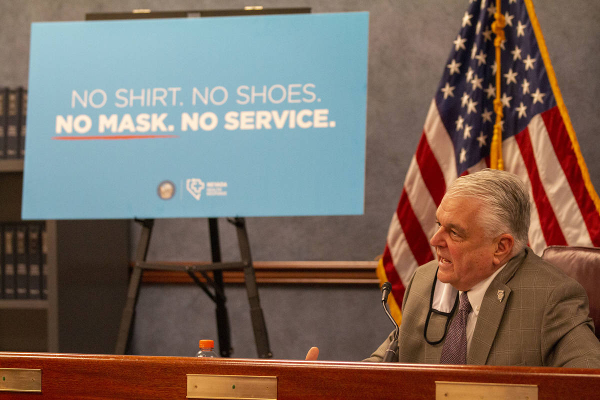 Gov. Steve Sisolak speaks during a press conference in Carson City on Wednesday, June 24, 2020, ...