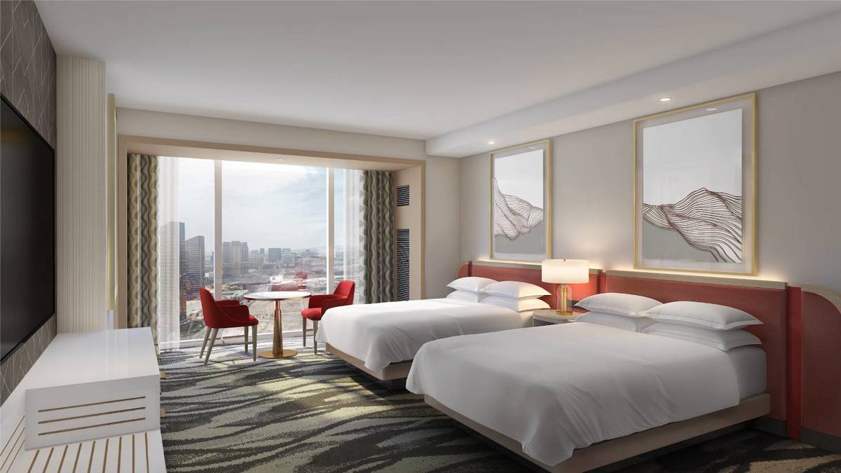 A rendering of a Conrad guest room at Resorts World. (Courtesy, Resorts World)