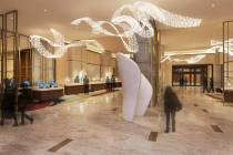 A rendering of the Hilton lobby at Resorts World. (Courtesy, Resorts World)