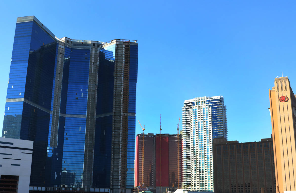 The Drew Las Vegas resort-casino, left, photographed on Monday, Jan. 13, 2020, in Las Vegas. Bi ...
