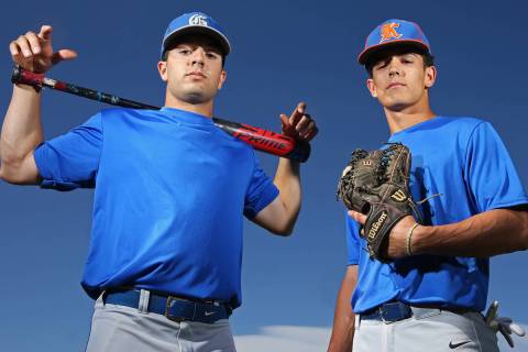 Brothers Austin, left, and Carson Wells are standout baseball players at Bishop Gorman High Sch ...
