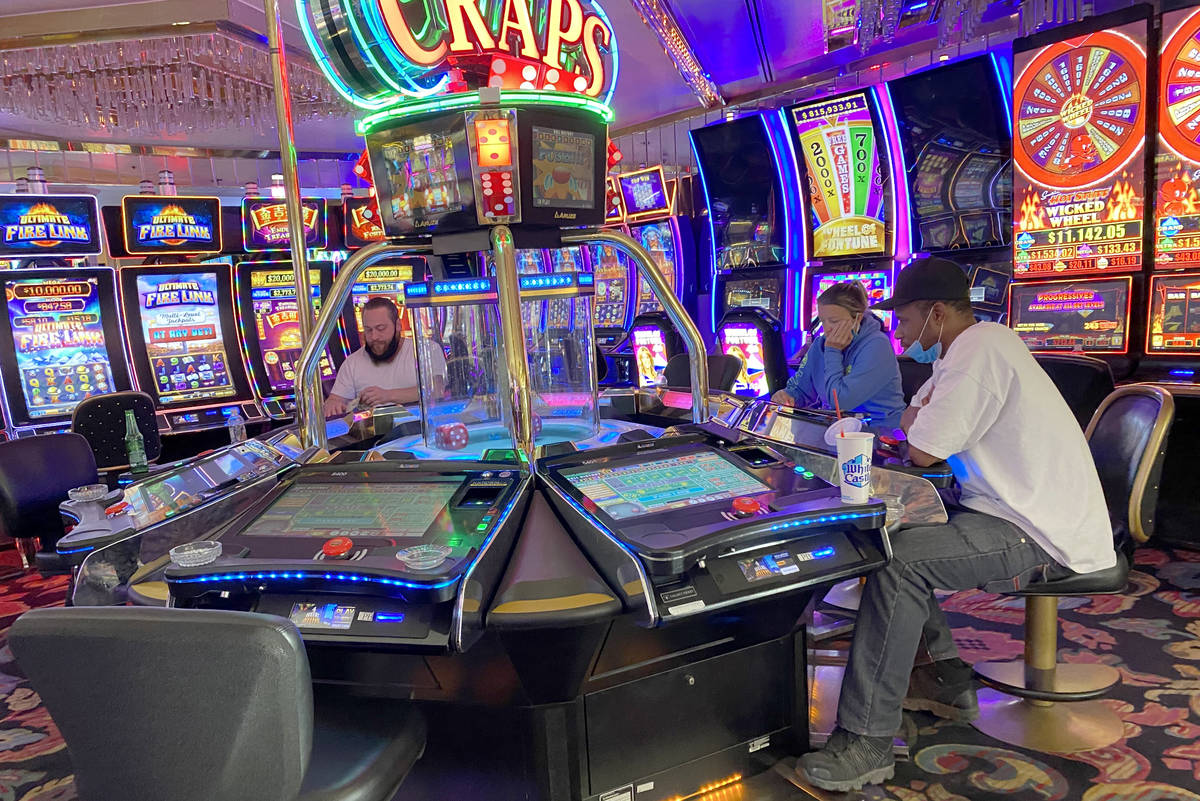 Gamblers at Four Queens in downtown Las Vegas Friday,, June 26, 2020. (K.M. Cannon/Las Vegas Re ...