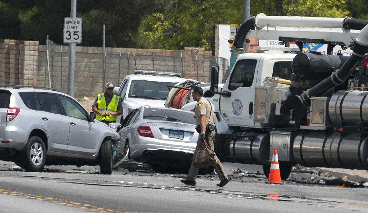 The Metropolitan Police Department is investigating a three-car crash at Oakey Boulevard and R ...