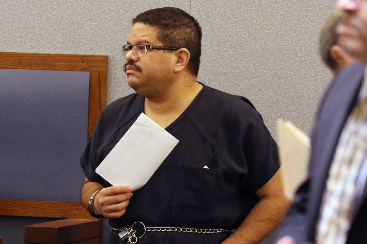 Bramwell Retana, 44, appears in court at the Regional Justice Center on Tuesday, Jan. 21, 2020, ...