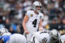 Oakland Raiders quarterback Derek Carr in action during the second half of an NFL football game ...