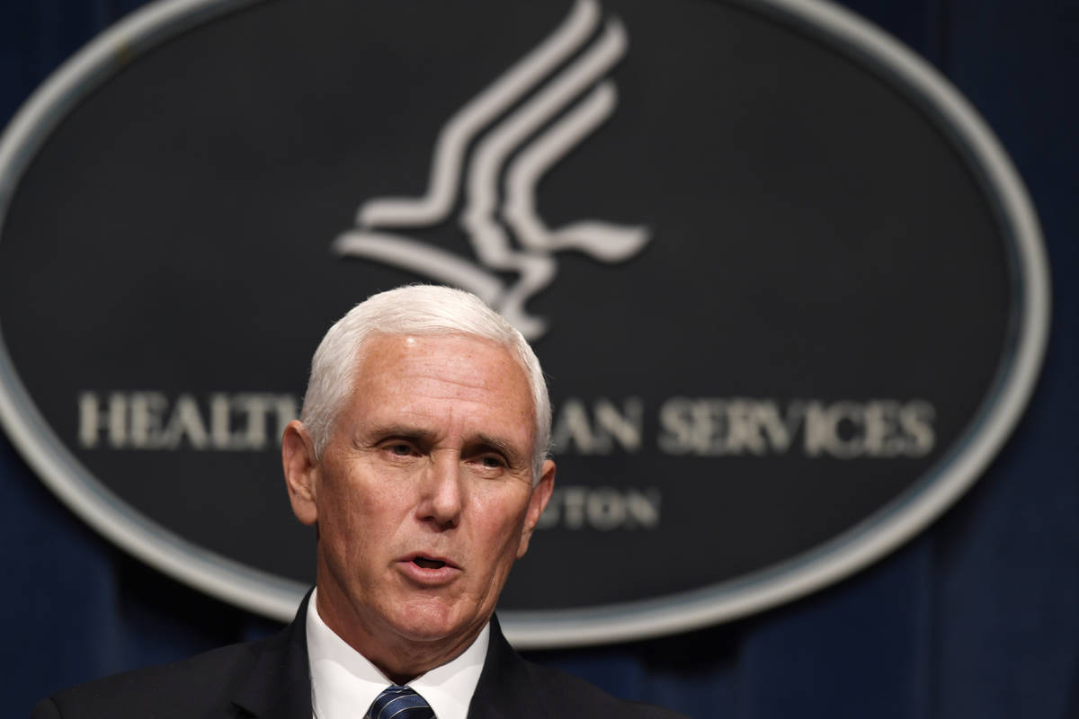 Vice President Mike Pence speaks during a news conference with the Coronavirus task force at th ...