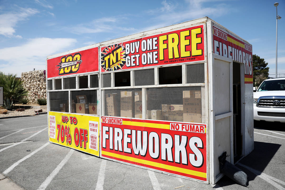 A firework stand in the Christ Church Episcopal parking lot on Maryland Parkway in Las Vegas, S ...
