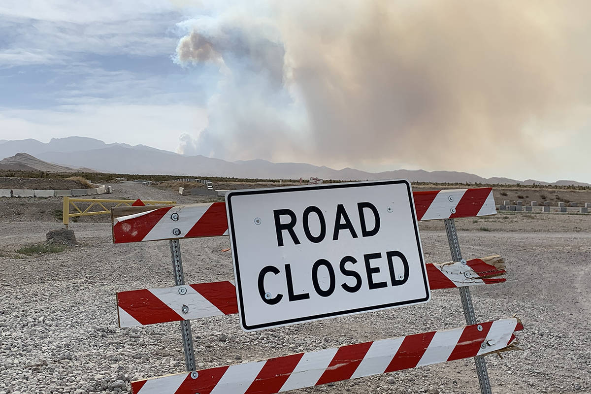 Smoke rises near Mount Charleston seen from West Grand Teton Drive on Sunday, June 28, 2020, in ...