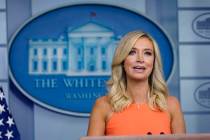White House press secretary Kayleigh McEnany speaks during a press briefing at the White House, ...