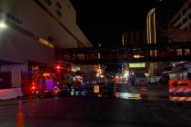 Las Vegas Fire Department crews respond to an electrical fire at the Circa construction site in ...