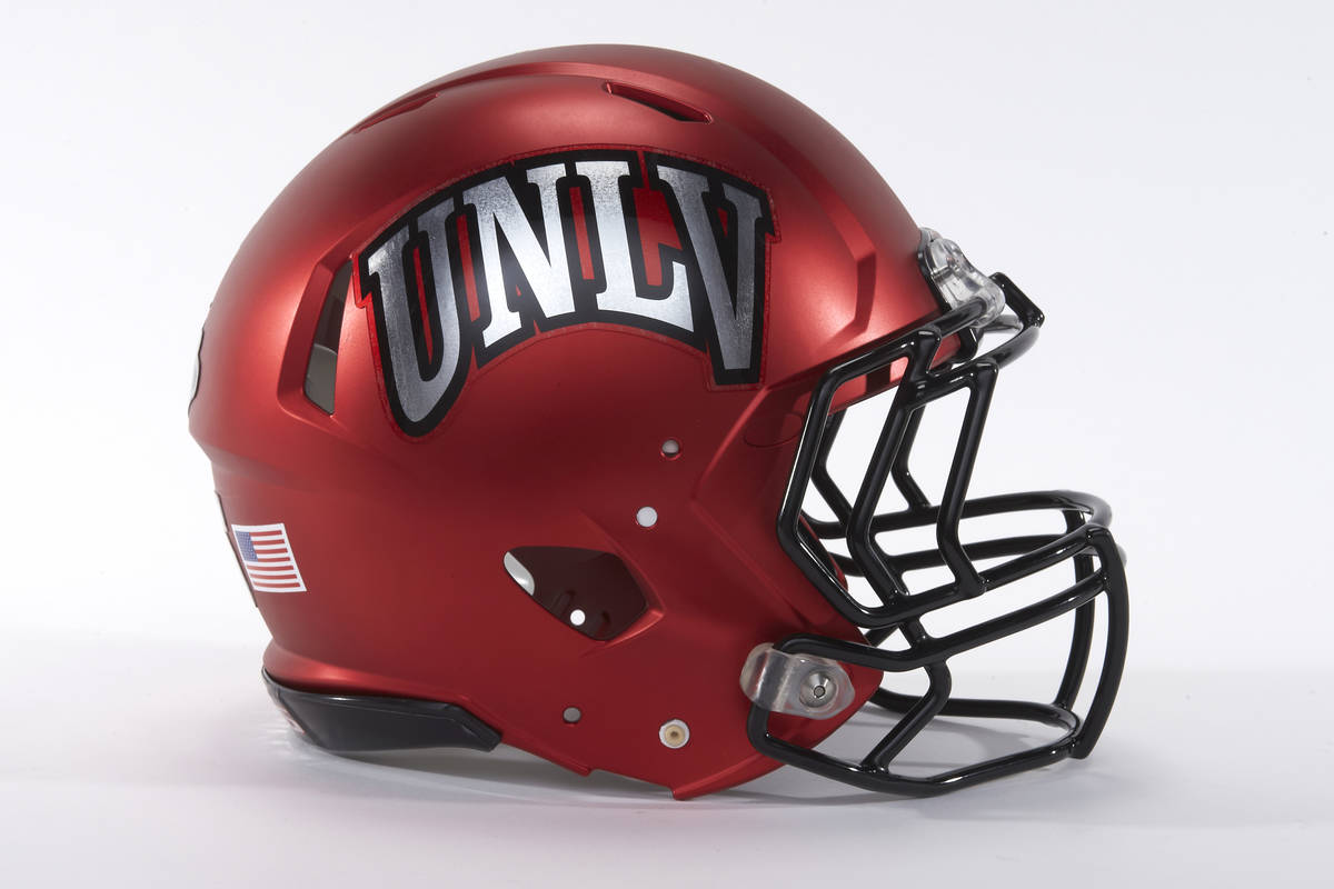 UNLV football helmet for the 2016 season on April 21, 2015. (R. Marsh Starks/UNLV Photo Services)