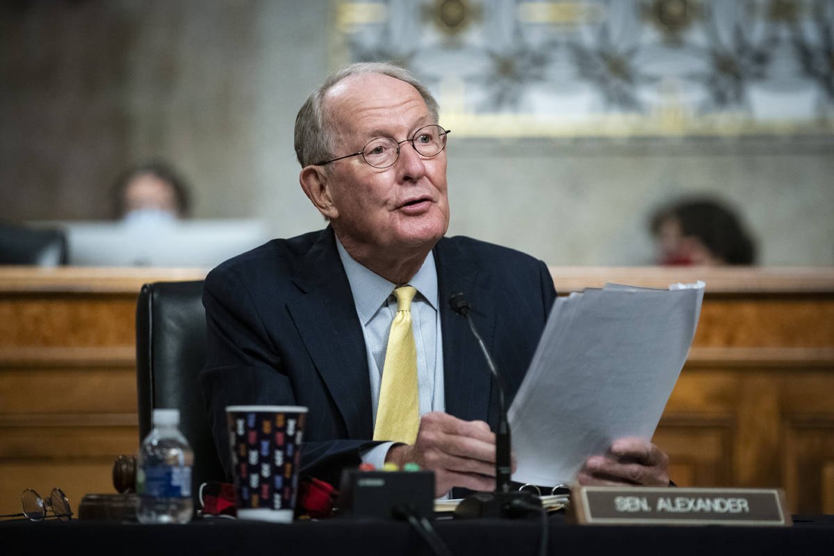 Sen. Lamar Alexander, R- Tenn., speaks during a Senate Health, Education, Labor and Pensions Co ...