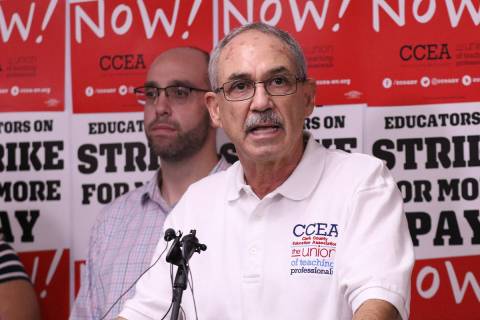 Clark County Education Association executive director John Vellardita speaks at the CCEA buildi ...