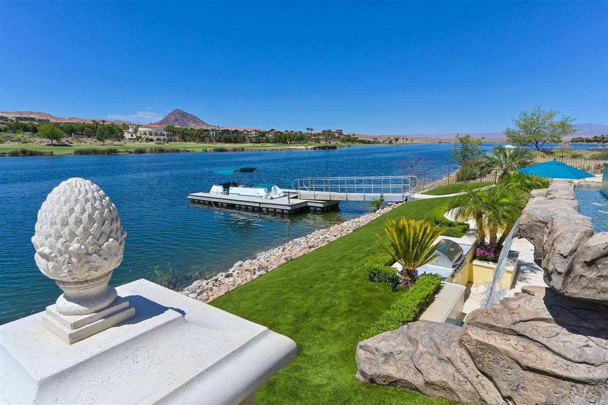Luxurious Real Estate The Lake Las Vegas mansion has its own boat dock.