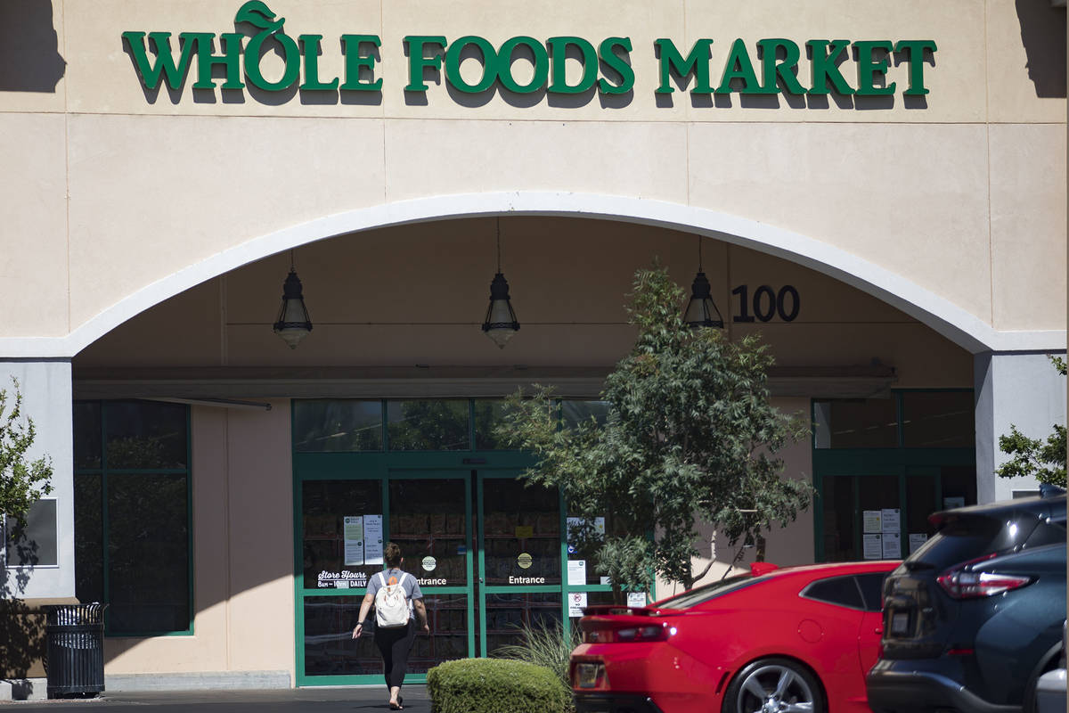 A customer enters the Whole Foods in Henderson, Thursday, July 2, 2020. (Rachel Aston/Las Vegas ...