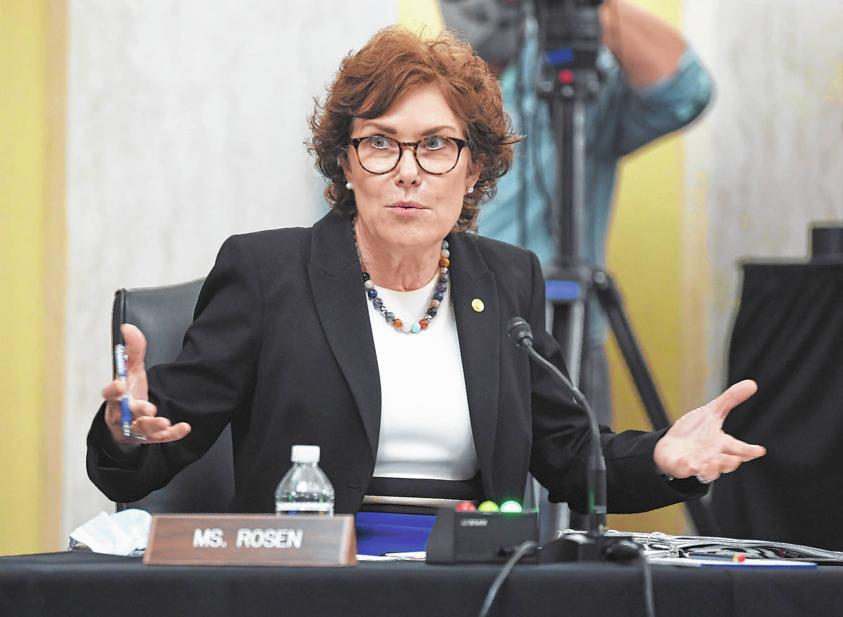 Sen. Jacky Rosen, D-Nev., speaks during a Senate Small Business and Entrepreneurship hearing to ...