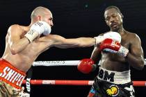 Jose Pedraza punches Mikkel LesPierre during their junior lightweight fight Thursday night at t ...