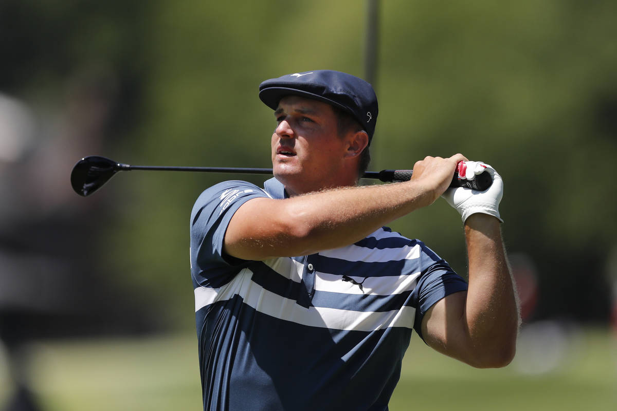 Bryson DeChambeau drives on the second tee during the final round of the Rocket Mortgage Classi ...