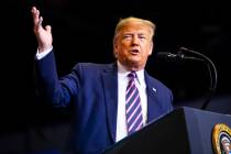 President Donald Trump speaks during a rally at the Las Vegas Convention Center in Las Vegas on ...