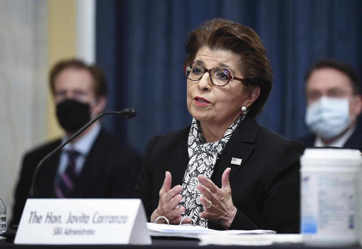 FILE - In this June 10, 2020 file photo, Jovita Carranza, Administrator of the Small Business A ...