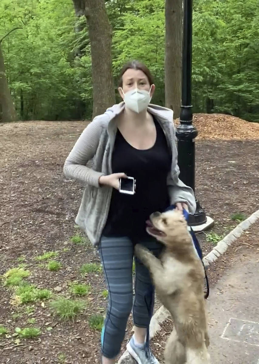 FILE - This file image made from May 25, 2020 video provided by Christian Cooper, shows Amy Coo ...
