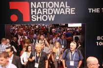 Conventioneers file onto the show floor on opening day of the National Hardware Show at the Las ...