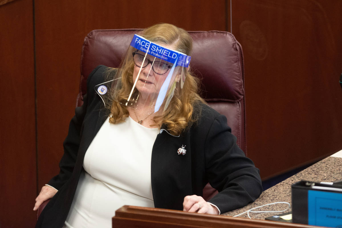 Nevada Assemblywoman, Maggie Carlton, on the first day of the 31st Special Session of the Nevad ...