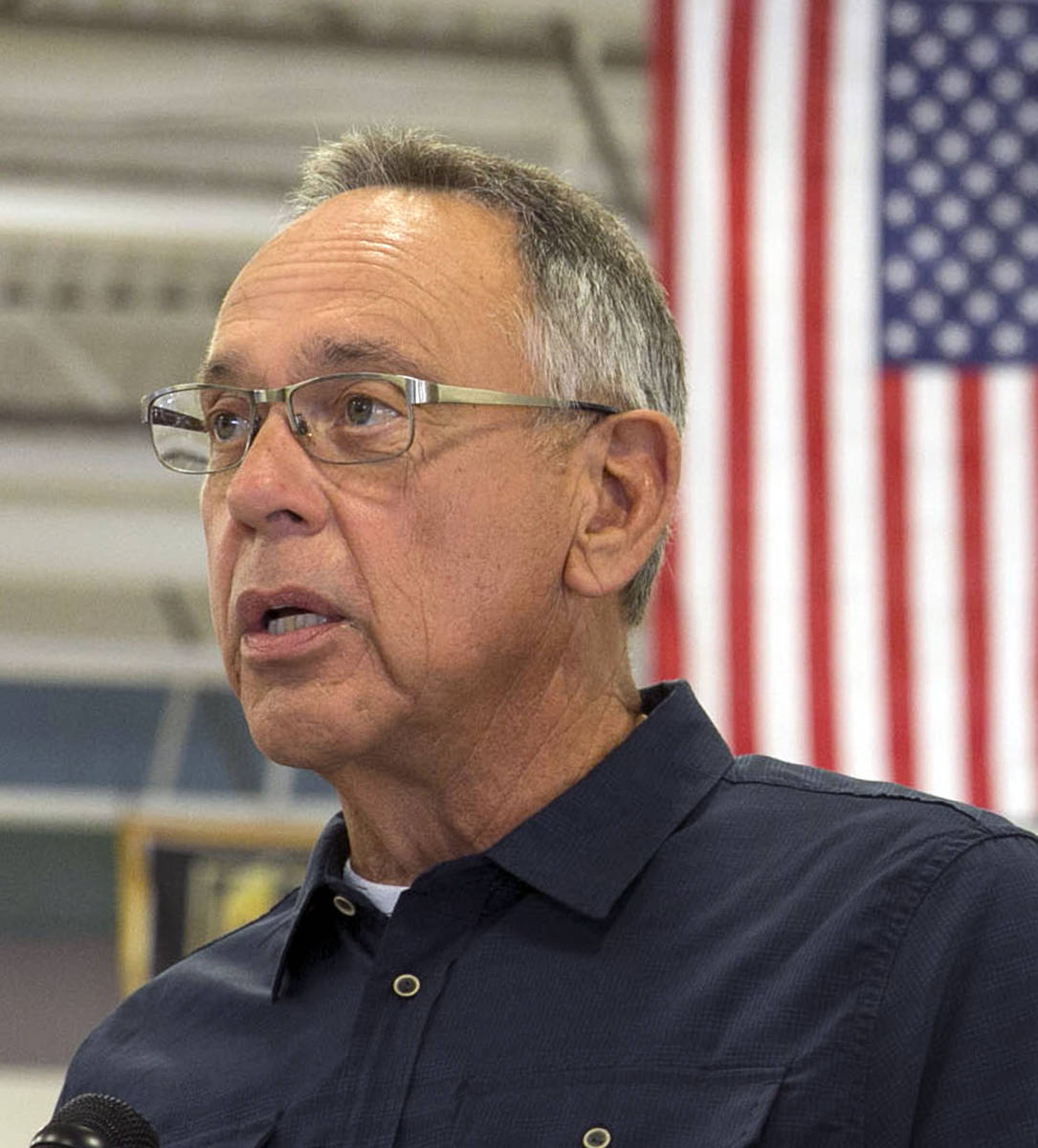 Clark County Commissioner Jim Gibson speaks during a community COVID-19 testing event at Franci ...