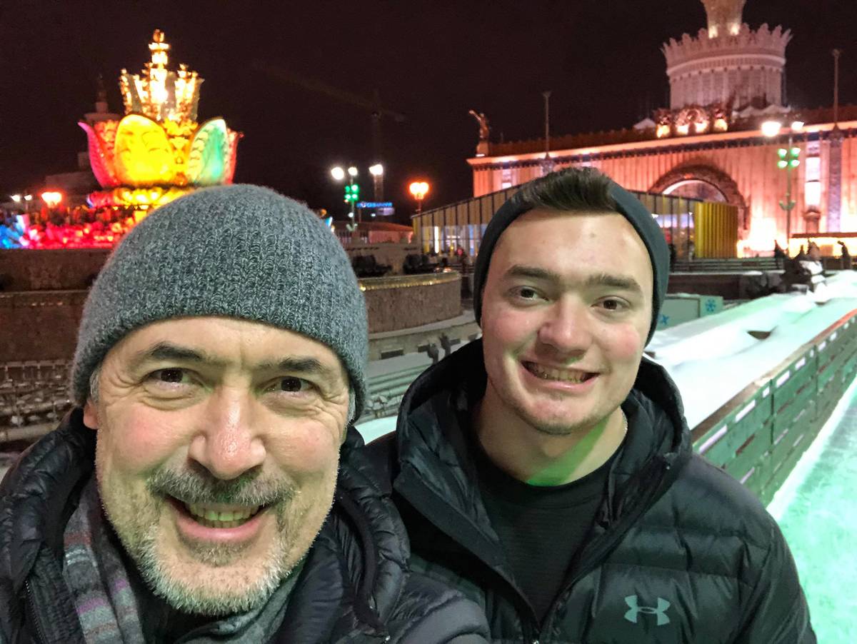 Alexander Gousev, 57, takes a selfie with his son, Alexander, during a recent trip. Gousev, a R ...