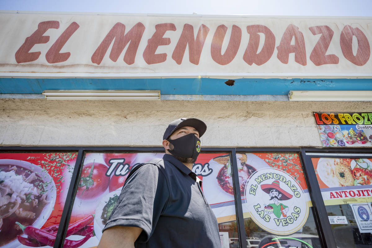El Menudazo manager Jose Gonzalez is photographed outside of the restaurant in North Las Vegas ...