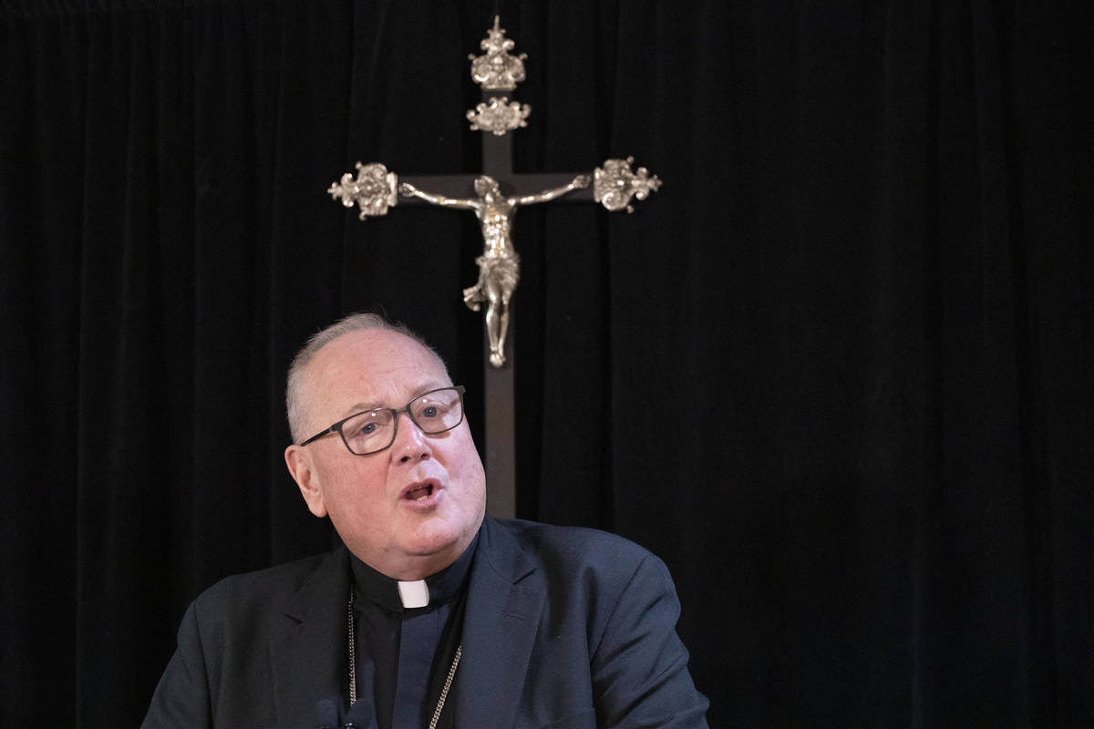 In a Sept. 30, 2019, file photo, Cardinal Timothy Dolan, archbishop of New York, speaks during ...