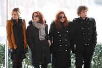 FILE - In this Jan. 8, 2010, file photo, Priscilla Presley, second from left, her daughter, Lis ...