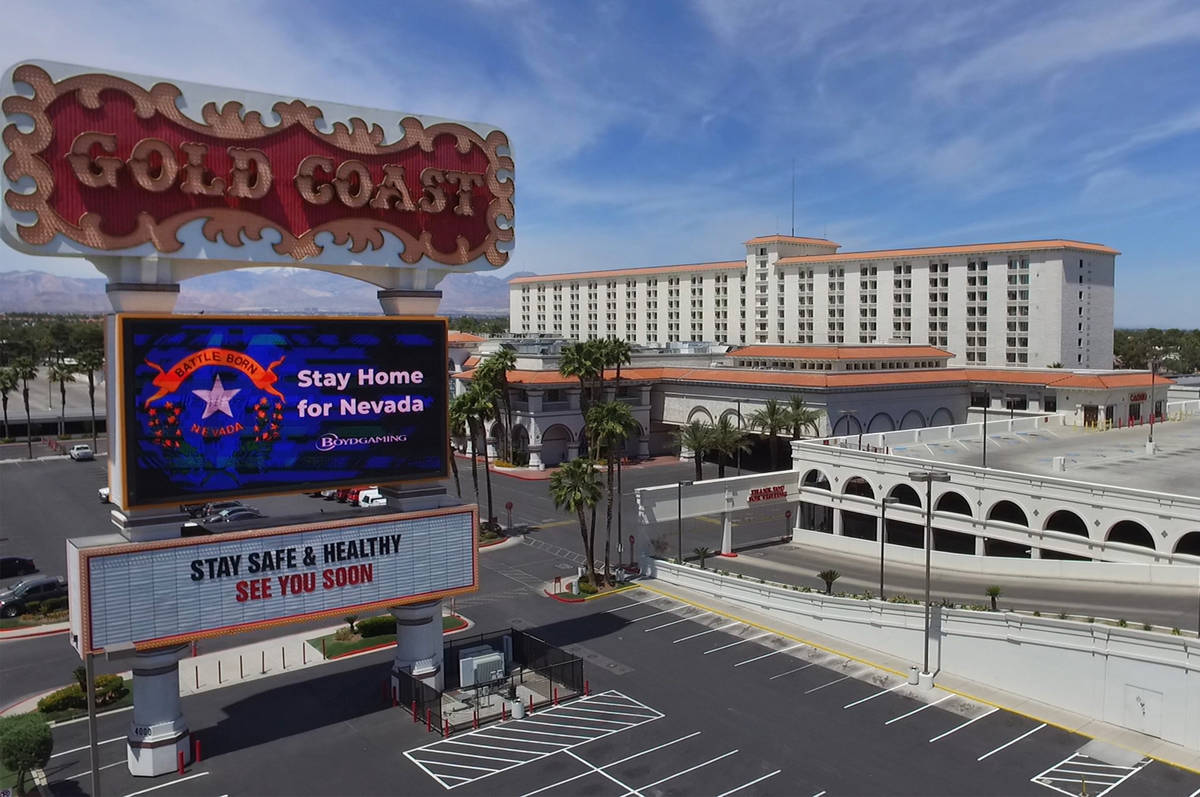 Gold Coast hotel-casino photographed on Tuesday, May 26, 2020, in Las Vegas. (Bizuayehu Tesfaye ...