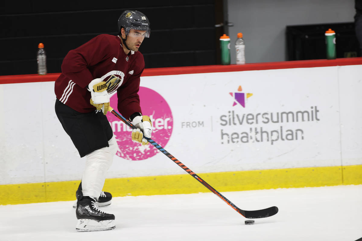 Vegas Golden Knights left wing William Carrier (28) during a team practice at City National Are ...