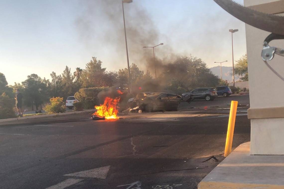 A 1-year-old child was killed in a two-vehicle crash at Rampart and Lake Mead boulevards about ...