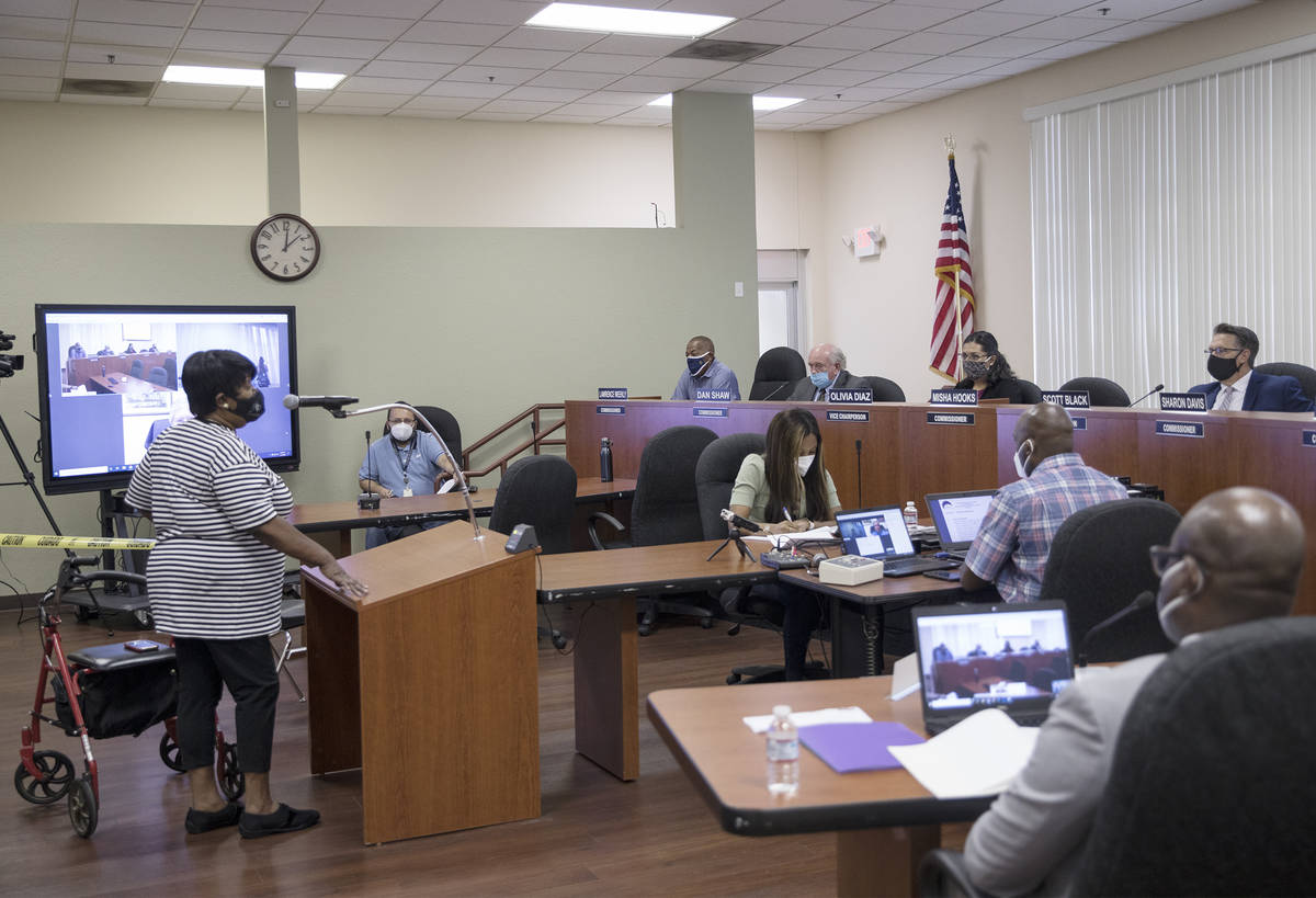Beatrice Turner addresses the Southern Nevada Regional Housing Authority board at their meeting ...