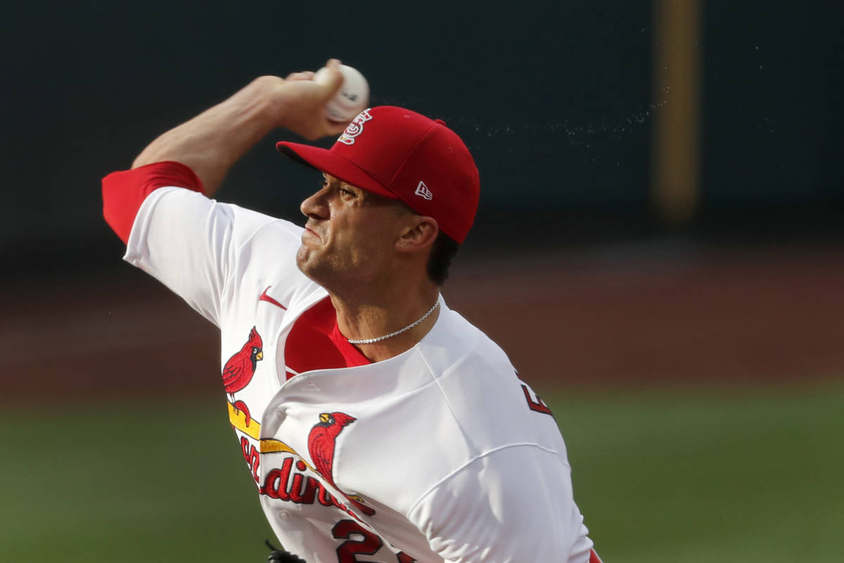 St. Louis Cardinals pitcher Jack Flaherty throws during an intrasquad practice baseball game at ...