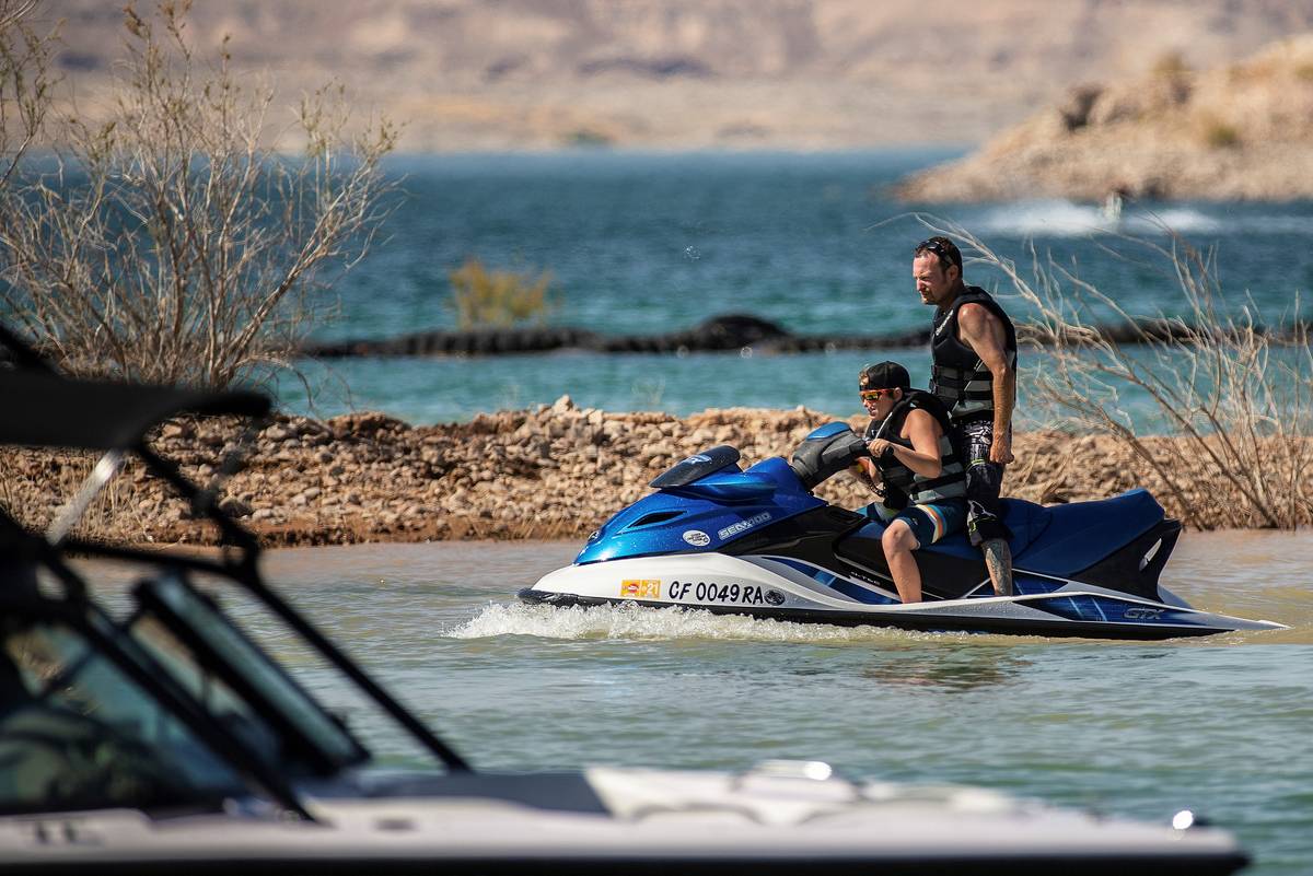 People enjoy jet skiing and boating at Lake Mead on Saturday, June 20, 2020, in Boulder City. ( ...