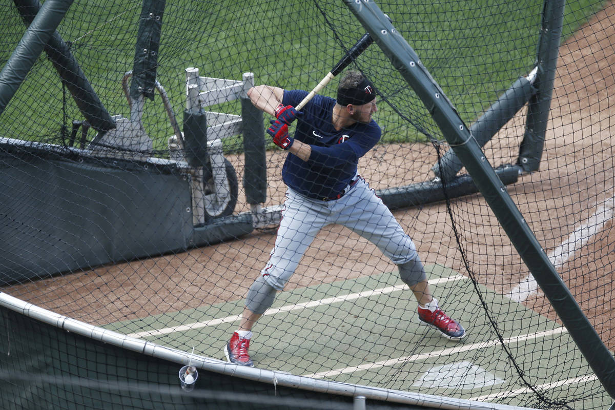 Minnesota Twins' Josh Donaldson takes batting practice during the baseball summer camp Wednesda ...