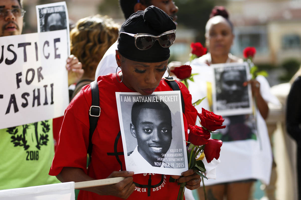 Dominic Archibald attends a wake for Tashii Brown, who died in the custody of the Metropolitan ...