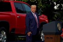 President Donald Trump pauses as he speaks during an event on regulatory reform on the South La ...