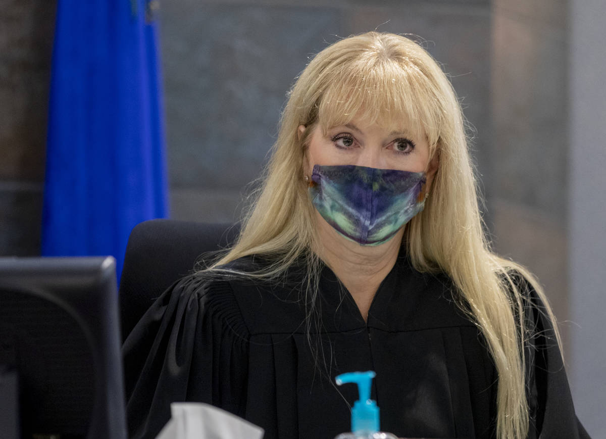 Las Vegas Justice of the Peace Suzan Baucum listens to the defense attorney for Lauren Prescia ...