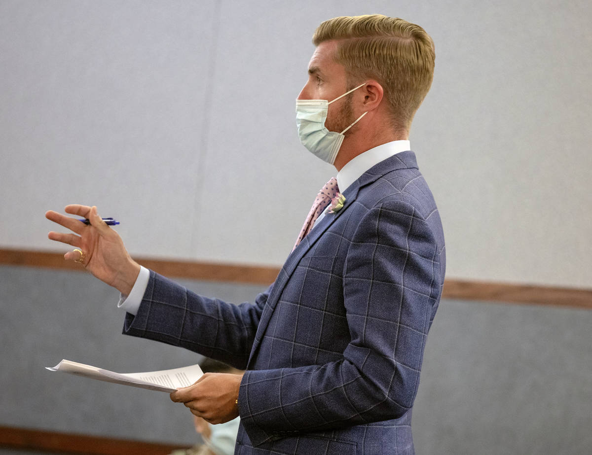 Defense attorney Daniel Hill speaks on behalf of Lauren Prescia, accused of driving while intox ...